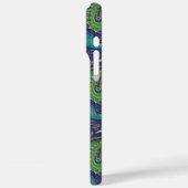 Coques Case-Mate iPhone Paon Paisley Bleu Royal Monogramme (Verso / Gauche)