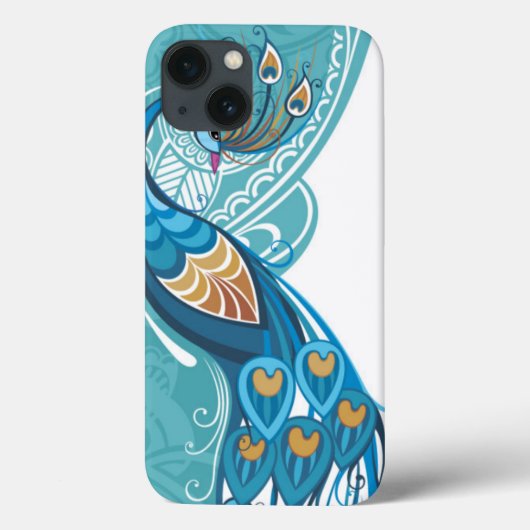Coques Case-Mate iPhone Paon sur l'illustration turquoise (Verso)