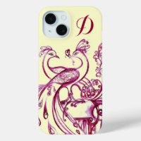 PAONS AMOUREUX MONOGRAMME Crème Violette