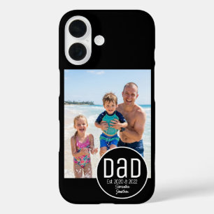 Coques iPhone 16 Papa Établ. Photo Moderne Gras Noms Enfants Simple