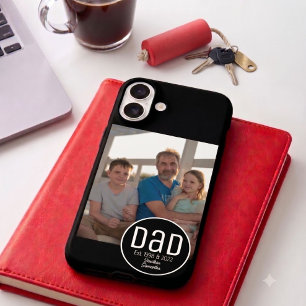 Coques iPhone 16 Papa Établi. Photo Moderne Gras Noms Simples Enfan