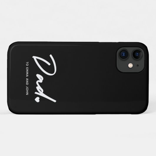 Coques Case-Mate iPhone Papa moderne Script Nom de l'enfant (Dos (Horizontal))