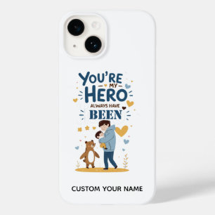 Coque Pour iPhone 14 Papa, mon héros pour toujours 💙 – Fête des Pères