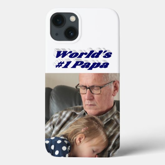 Coques Case-Mate iPhone Papa photo avec texte bleu foncé  (Verso)