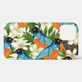 Coques Case-Mate iPhone papaye tropicale et motif d'oiseaux. (Verso (horizontal))