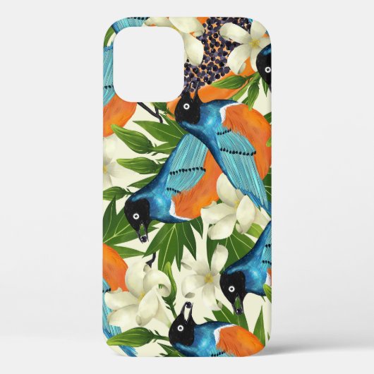 Coques Case-Mate iPhone papaye tropicale et motif d'oiseaux. (Verso)