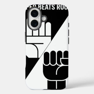 Coques iPhone 16 Paper bat Rock – Art minimaliste noir et blanc