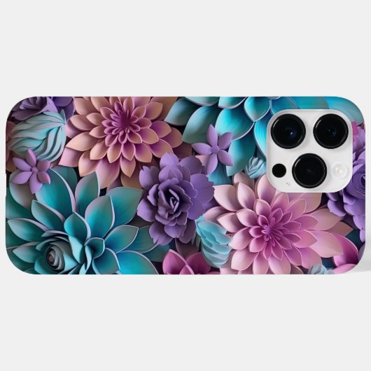 COQUES Case-Mate iPhone PAPIER 3-D BLEU ROPULÉ PURPLE FLEURS (Verso (horizontal))