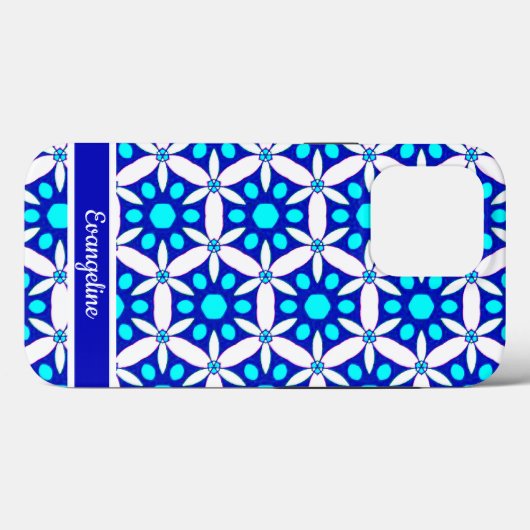 Coques Case-Mate iPhone Papier bleu blanc floral (Verso (horizontal))