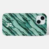 Coques Case-Mate iPhone Papier Découpé Turquoise Abstrait Monogrammé en Co (Verso (horizontal))
