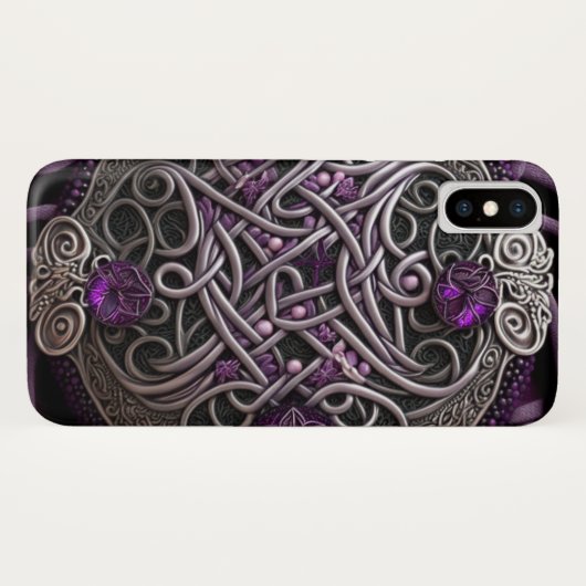 Coques Case-Mate iPhone Papier d'enveloppement Celtic Rose violet (Dos (Horizontal))