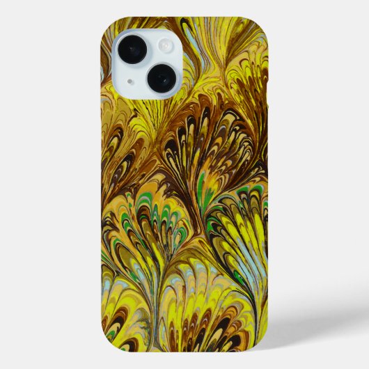 COQUES Case-Mate iPhone PAPIER MARBÉ, MOTIF ABSTRAIT JAUNE PEACOCK (Verso)