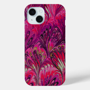 COQUE POUR iPhone 15 PAPIER MARBÉ, MOTIF DE PAIX ROSE ABSTRAIT, ESPACES