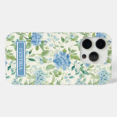 Coques Case-Mate iPhone Papier Monogrammé Aquarelle Hydrangea Bleue (Verso (horizontal))