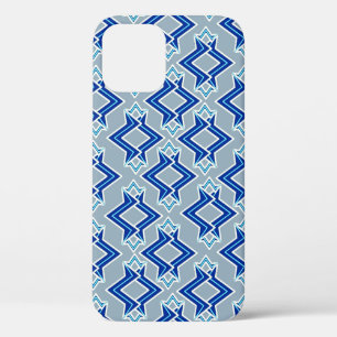 Coques Pour iPhone Papier peint Art Déco gris et bleu