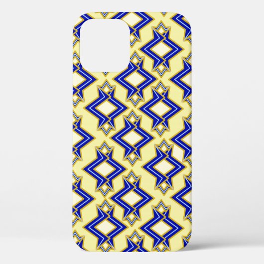 Coques Case-Mate iPhone Papier peint Art Déco Motif, beige et bleu (Verso)