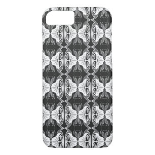 Coque iPhone 8/7 Papier peint Art Déco motif - noir et blanc