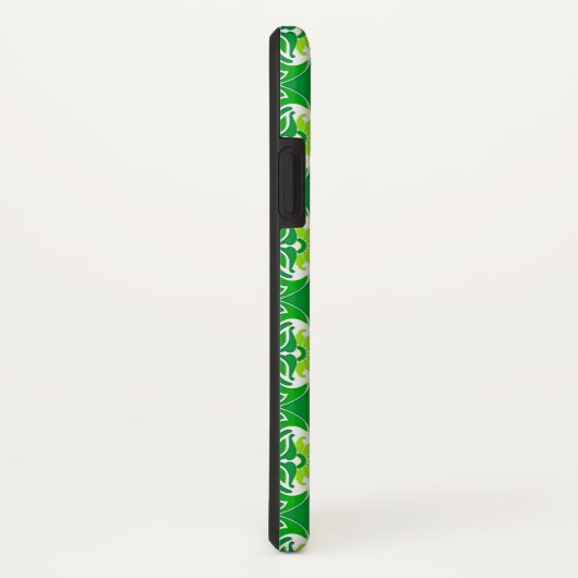 Coques Case-Mate iPhone Papier peint Art Déco motif - vert et blanc (Dos/Droite)