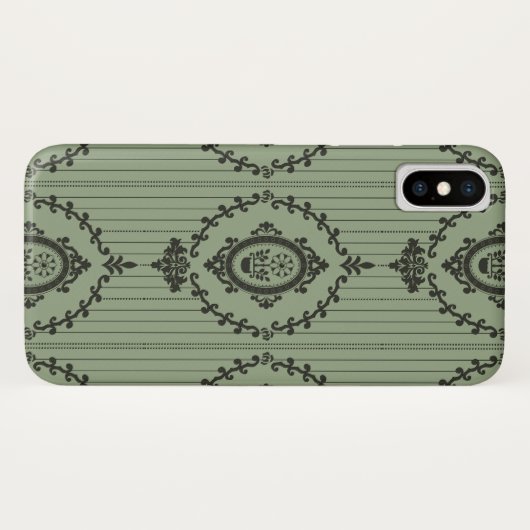 Coques Case-Mate iPhone Papier peint baroque en vert (Dos (Horizontal))