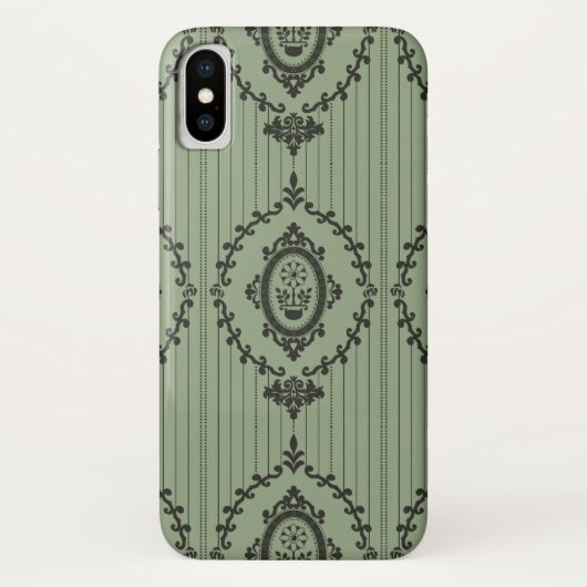Coques Case-Mate iPhone Papier peint baroque en vert (Dos)