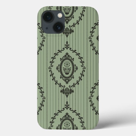 Coques Case-Mate iPhone Papier peint baroque en vert (Verso)