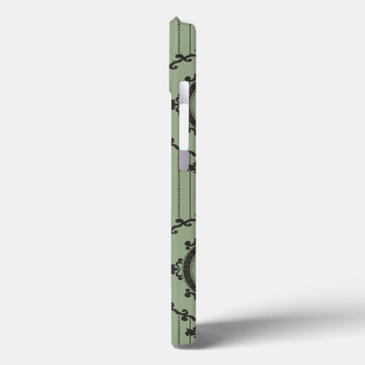 Coques Case-Mate iPhone Papier peint baroque en vert (Verso / Gauche)