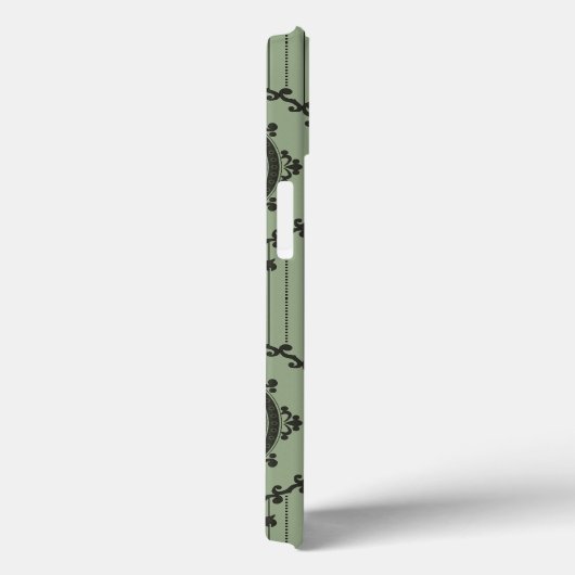 Coques Case-Mate iPhone Papier peint baroque en vert (Verso / Droite)