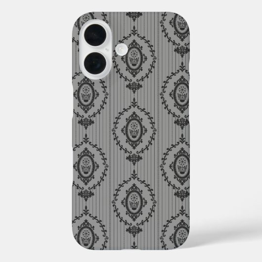 Coques Case-Mate iPhone Papier peint baroque gris (Verso)