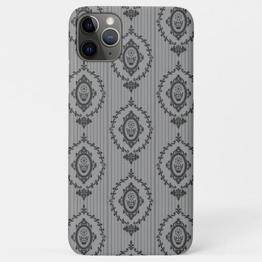 Coques Case-Mate iPhone Papier peint baroque gris (Dos)