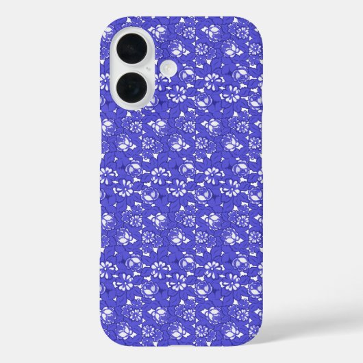 Coques Case-Mate iPhone Papier peint baroque - motif de fleurs bleues (Verso)