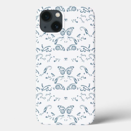 Coques Case-Mate iPhone papier peint bleu et blanc avec un motif (Verso)