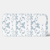 Coques Case-Mate iPhone papier peint bleu et blanc avec un motif (Verso (horizontal))