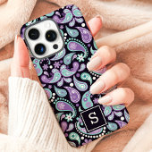 Coques Case-Mate iPhone Papier Peint Bohème Violet Monogramme Mignon