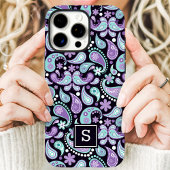 Coques Case-Mate iPhone Papier Peint Bohème Violet Monogramme Mignon