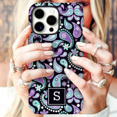 Coques Case-Mate iPhone Papier Peint Bohème Violet Monogramme Mignon