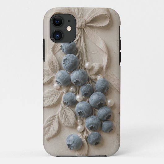 Coques Case-Mate iPhone Papier peint en relief botanique myrtille  (Dos)