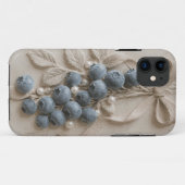 Coques Case-Mate iPhone Papier peint en relief botanique myrtille  (Dos (Horizontal))