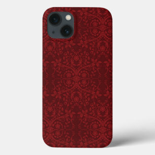 iPhone 13 Coque Papier peint floral rouge détaillé