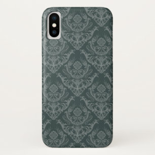 Coques Pour iPhone Papier peint floral vert de luxe de damassé