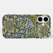 Coques Case-Mate iPhone Papier Peint Floral William Morris Kennet Bleu Or (Verso (horizontal))