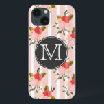 iPhone 13 Coque Papier peint vintage Floral Monogram iPad Mini Cas<br><div class="desc">Mini coque iPad personnalisable avec rayures et papier peint à fleurs dessinées à la main. Des articles similaires sont disponibles dans mon magasin.</div>