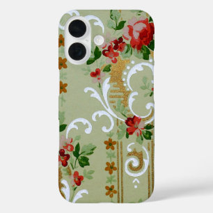 Coques iPhone 16 Papier peint vintage Floral Motif, Fleurs ancienne