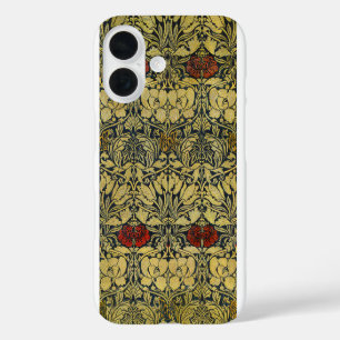 Coques iPhone 16 Papier Peint Vintage Tulipe Rose Or William Morris