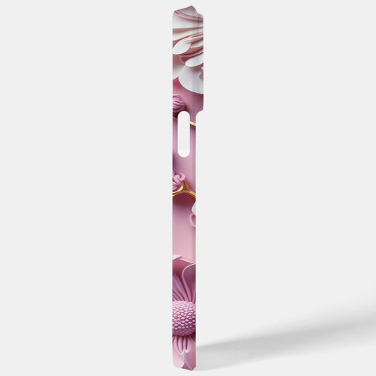 COQUES Case-Mate iPhone PAPIER ROSE ET BLANC FLEURS DE REGARDE 3D (Verso / Droite)