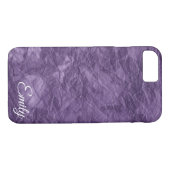 Coques Case-Mate iPhone papier texturé violet brillant avec nom (Dos (Horizontal))