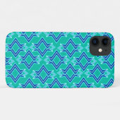 Coques Case-Mate iPhone Papiers peints Art Déco, turquoise et cobalt (Dos (Horizontal))