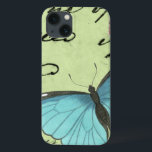 Etui iPhone Case-Mate Papillon à ailes bleues sur carte postale Turquois<br><div class="desc">Cette carte postale turquoise porte un message de beauté. Un délicat papillon à ailes bleues repose sur la carte,  obscurcissant une partie du script qu'il contient. Cette impression de Vision Studio ferait un grand ajout à votre maison!</div>
