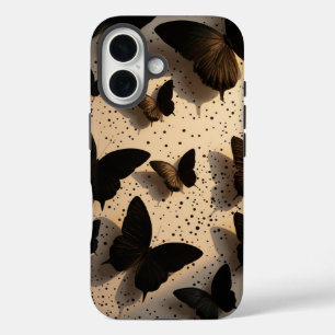 Coques iPhone 16 Papillon à encre pointillée Vintage Grunge Dark Ac
