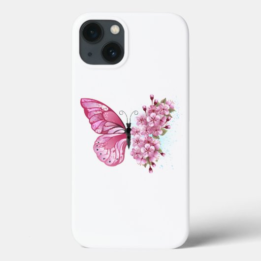 Coques Case-Mate iPhone Papillon à fleurs avec Sakura rose (Verso)