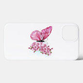 Coques Case-Mate iPhone Papillon à fleurs avec Sakura rose (Verso (horizontal))